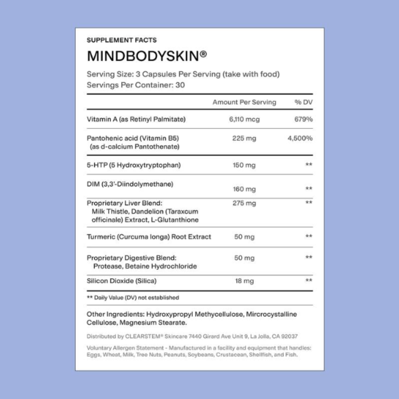 MINDBODYSKIN Hormonal Acne Supplement